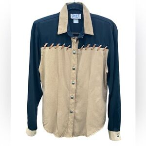 Circle T Marilyn Lenox Western Colorblock Lace-Up Yoke Shirt M